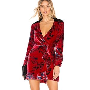House of Harlow 1960 Joline Red Velvet Wrap Dress